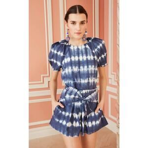 Ulla Johnson Indigo Tie Dye High Rise Belted Paloma Cotton Shorts Womens Size 0